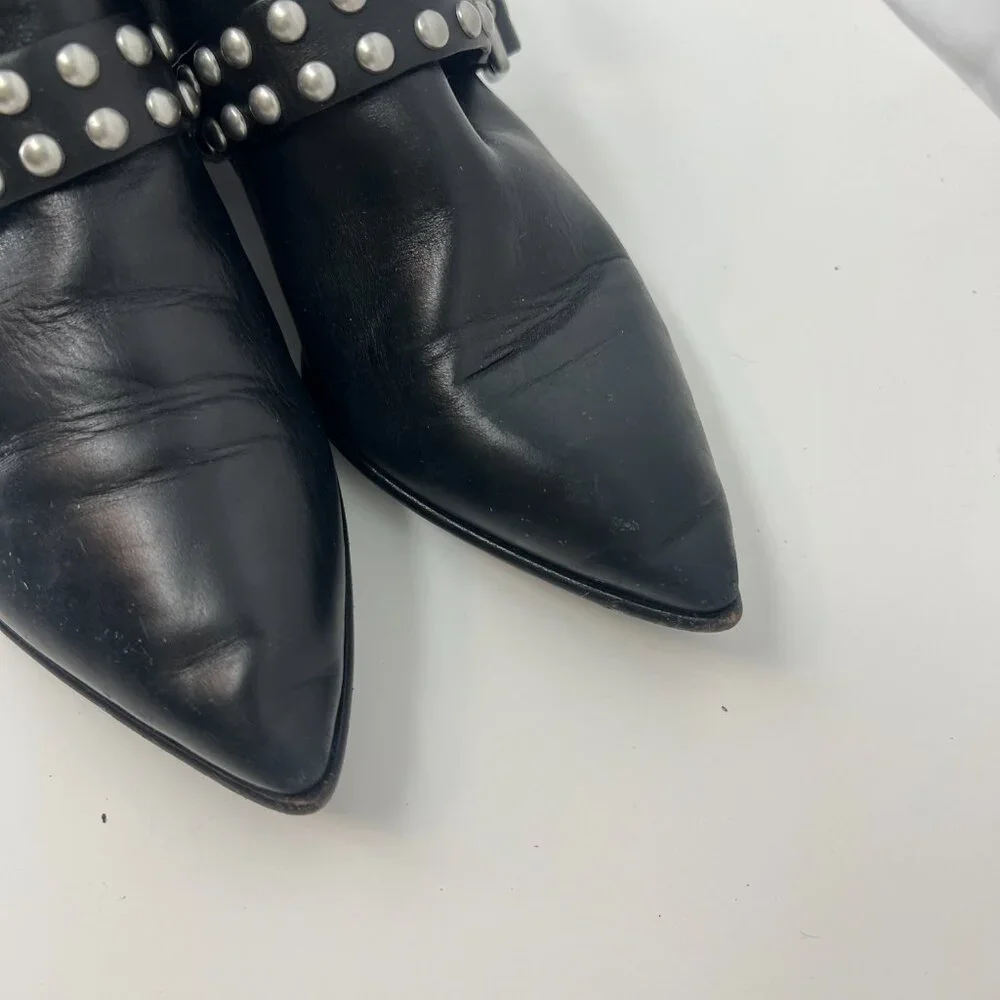 MARC BY MARC JACOBS CARROLL BLACK LEATHER STUDDED ANKLE BOOTIES EUR 39 US 9